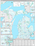 Michigan Wall Map Premium Style