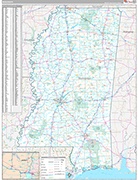 Mississippi Wall Map Premium Style