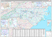 North Carolina Wall Map Premium Style