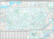 Pennsylvania Wall Map Premium Style