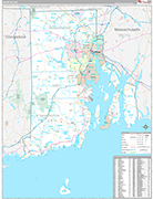 Rhode Island Wall Map Premium Style