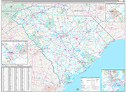 South Carolina Wall Map Premium Style