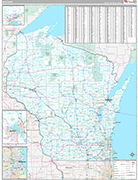 Wisconsin Wall Map Premium Style