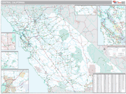 California Central  State Sectional Wall Map Premium Style