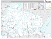 Wisconsin Northern State Sectional Wall Map Premium Style
