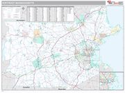 Massachusetts North Eastern State Sectional Wall Map Premium Style