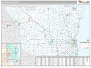 Wisconsin Southern State Sectional Wall Map Premium Style