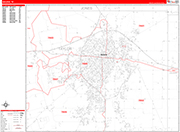 Abilene  Wall Map Red Line Style