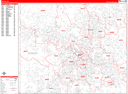 Akron  Wall Map Red Line Style