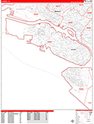 Alameda  Wall Map Red Line Style