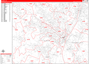 Albany  Wall Map Red Line Style