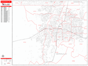 Albuquerque  Wall Map Red Line Style
