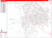 Albuquerque  Wall Map Red Line Style
