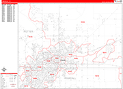 Amarillo  Wall Map Red Line Style