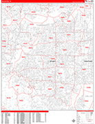 Arlington  Wall Map Red Line Style
