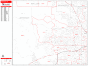 Arvada  Wall Map Red Line Style