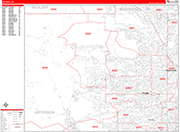 Arvada  Wall Map Red Line Style