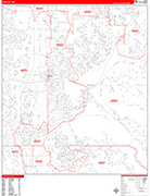 Auburn Wall Map Red Line Style