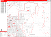 Aurora  Wall Map Red Line Style