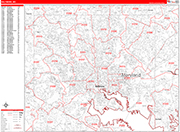 Baltimore  Wall Map Red Line Style