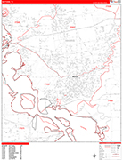 Baytown  Wall Map Red Line Style