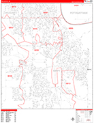 Bellevue  Wall Map Red Line Style