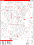 Bellevue Wall Map Red Line Style