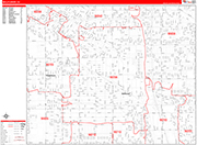 Bellflower  Wall Map Red Line Style