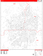 Bend Wall Map Red Line Style