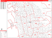 Berkeley  Wall Map Red Line Style