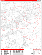 Bethlehem  Wall Map Red Line Style