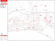 Biloxi  Wall Map Red Line Style