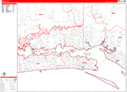 Biloxi  Wall Map Red Line Style