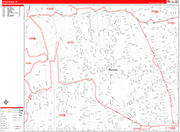 Brentwood  Wall Map Red Line Style