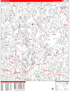 Brookhaven  Wall Map Red Line Style