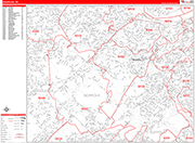 Brookline  Wall Map Red Line Style