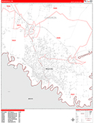 Brownsville  Wall Map Red Line Style