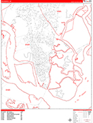 Brunswick  Wall Map Red Line Style