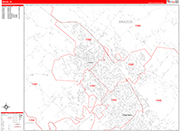 Bryan  Wall Map Red Line Style