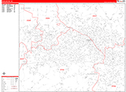 Burlington  Wall Map Red Line Style