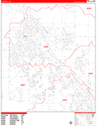 Caldwell  Wall Map Red Line Style