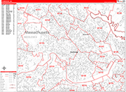 Cambridge  Wall Map Red Line Style