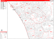Carlsbad  Wall Map Red Line Style