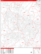Cary  Wall Map Red Line Style