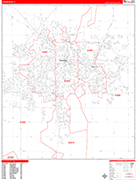 Champaign  Wall Map Red Line Style