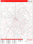 Charlotte  Wall Map Red Line Style