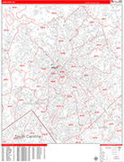 Charlotte  Wall Map Red Line Style