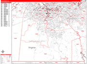 Chesapeake Wall Map Red Line Style