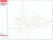 Cheyenne  Wall Map Red Line Style