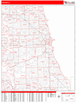Chicago  Wall Map Red Line Style
